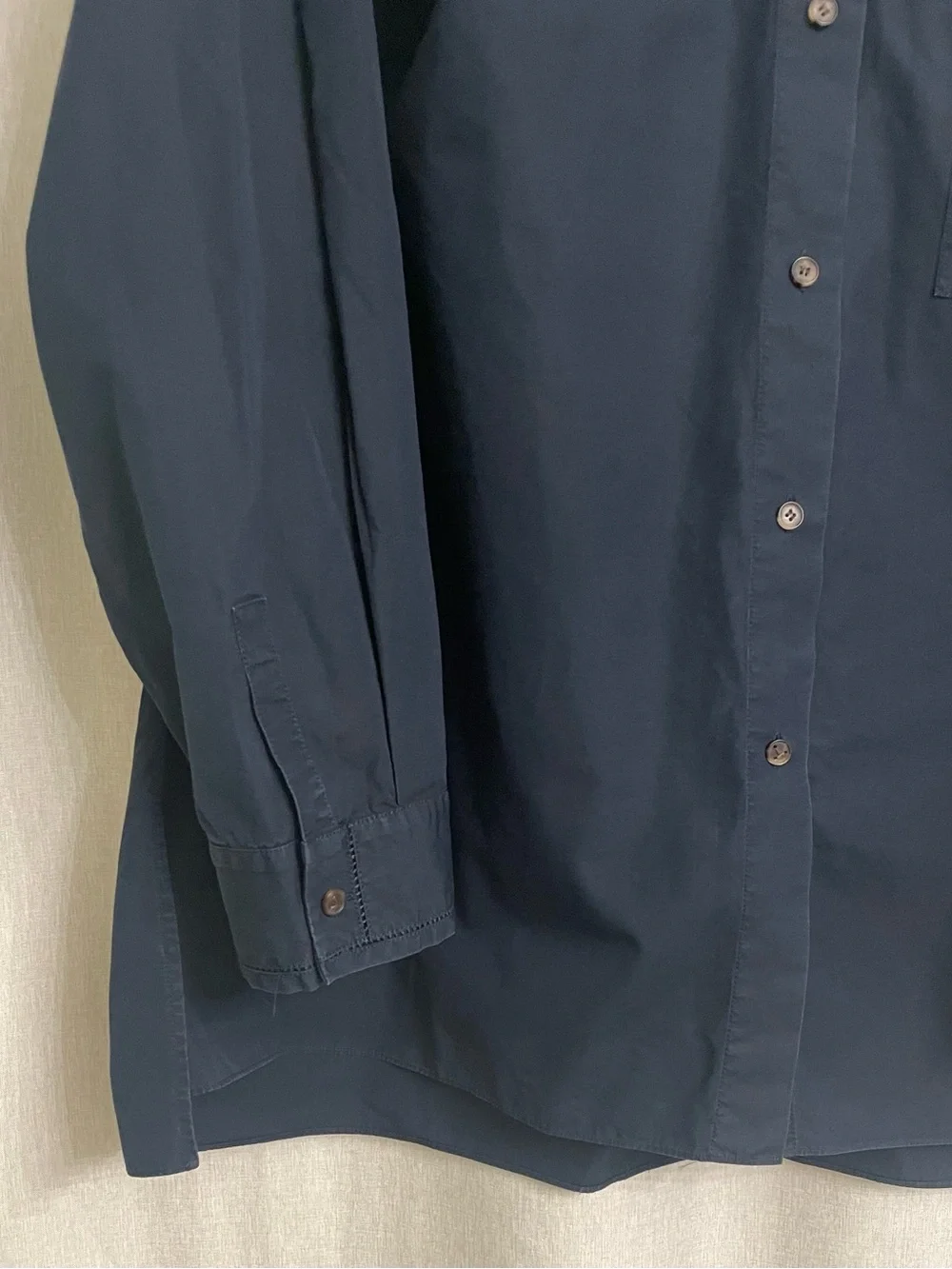 Lafayette 148 New York Navy Cotton Button Front Shirt 3X Oversized - Picture 4 of 7